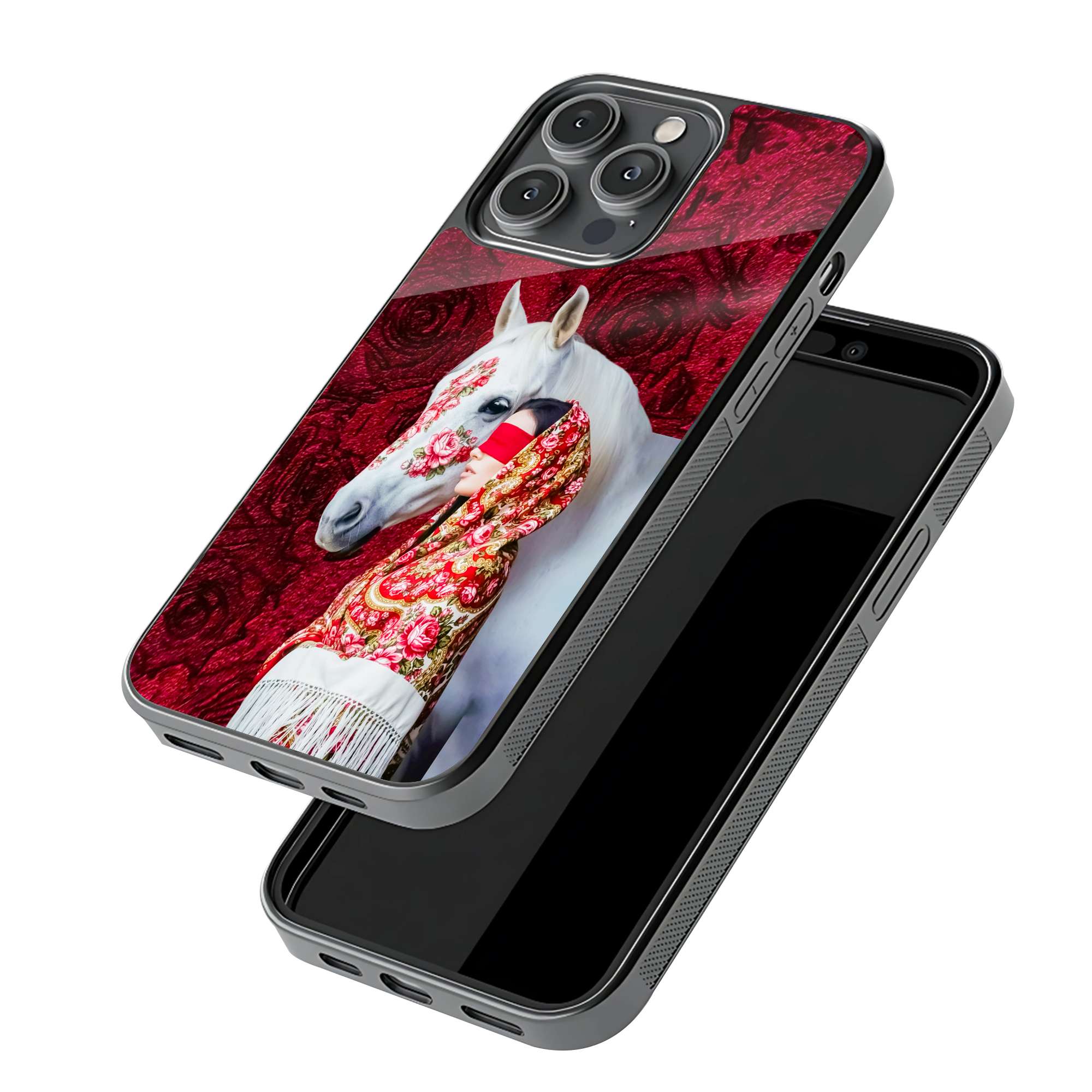 Royal White Horse Persian Red Art Premium Phone Case