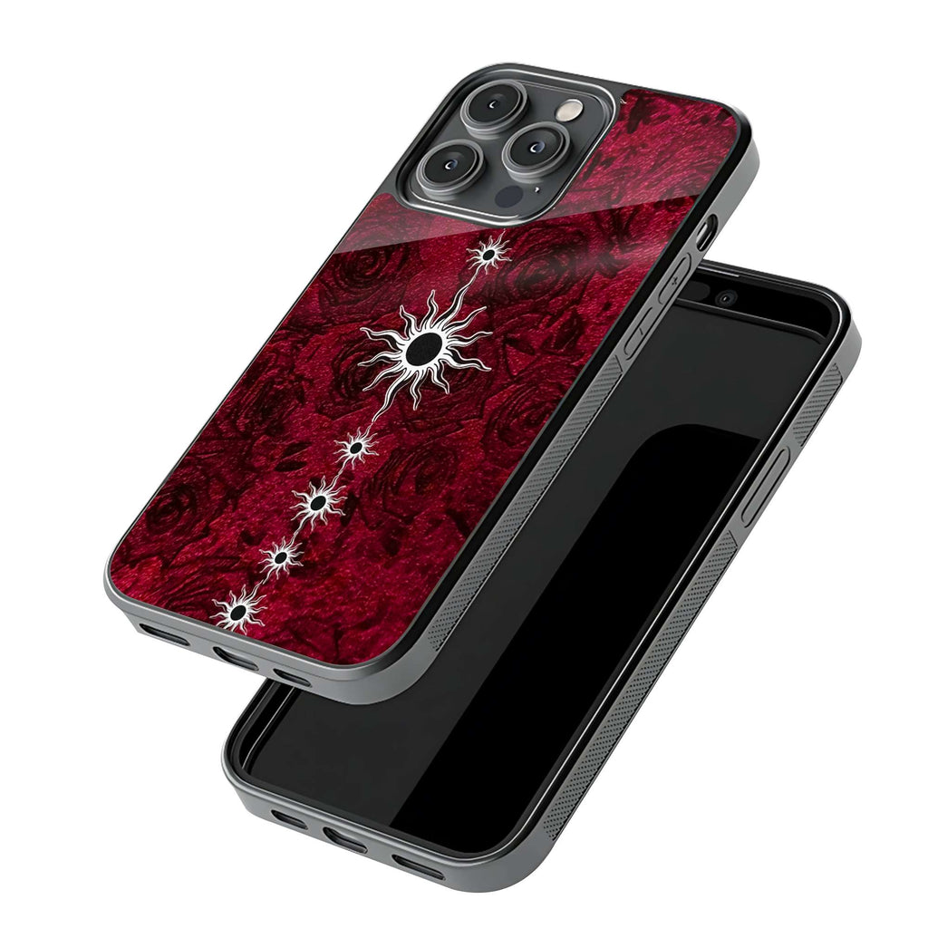 Crimson Sunburst Mandala Persian Art Phone Case