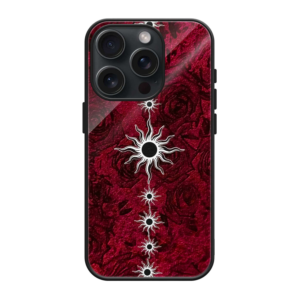Crimson Sunburst Mandala Persian Art Phone Case