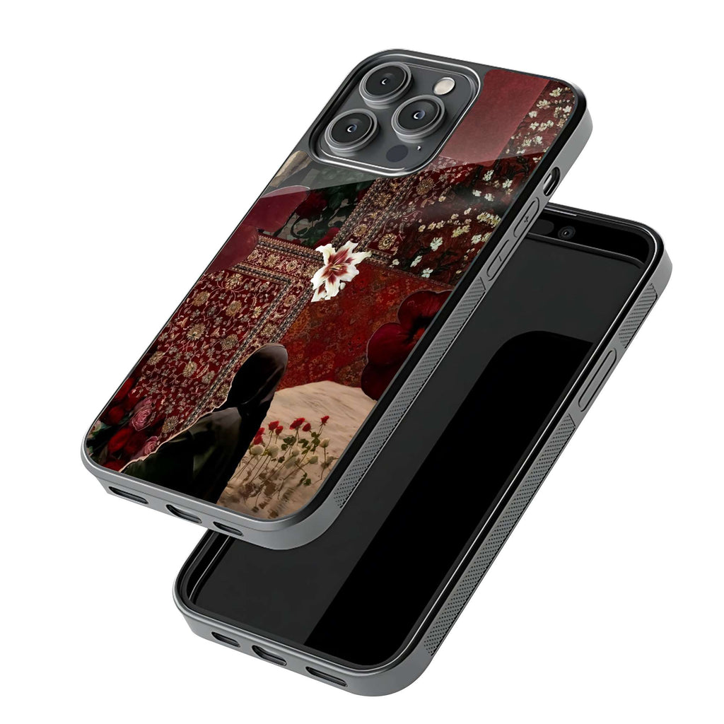 Red Persian Patchwork Silhouette Art Aesthetic Phone Case