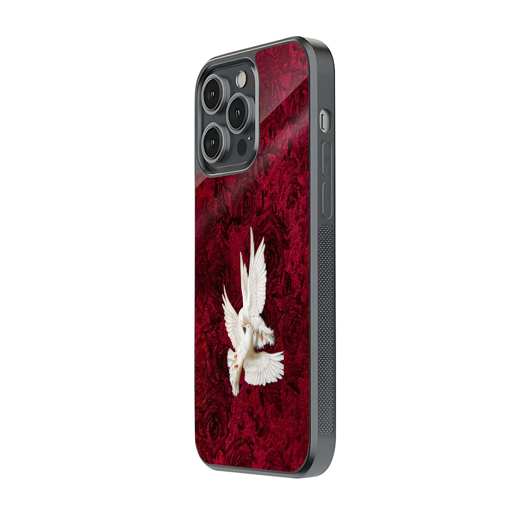 White Dove on Crimson Persian Texture Premium Phone Case