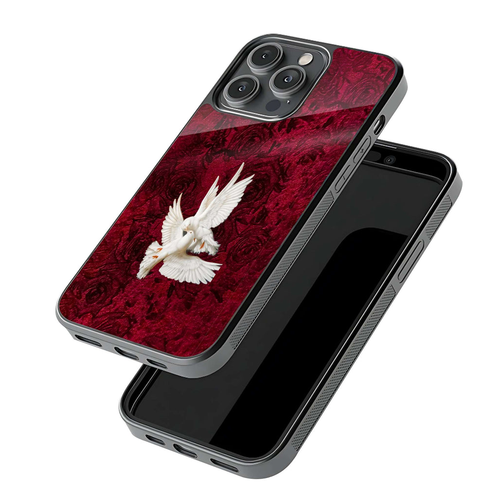 White Dove on Crimson Persian Texture Premium Phone Case