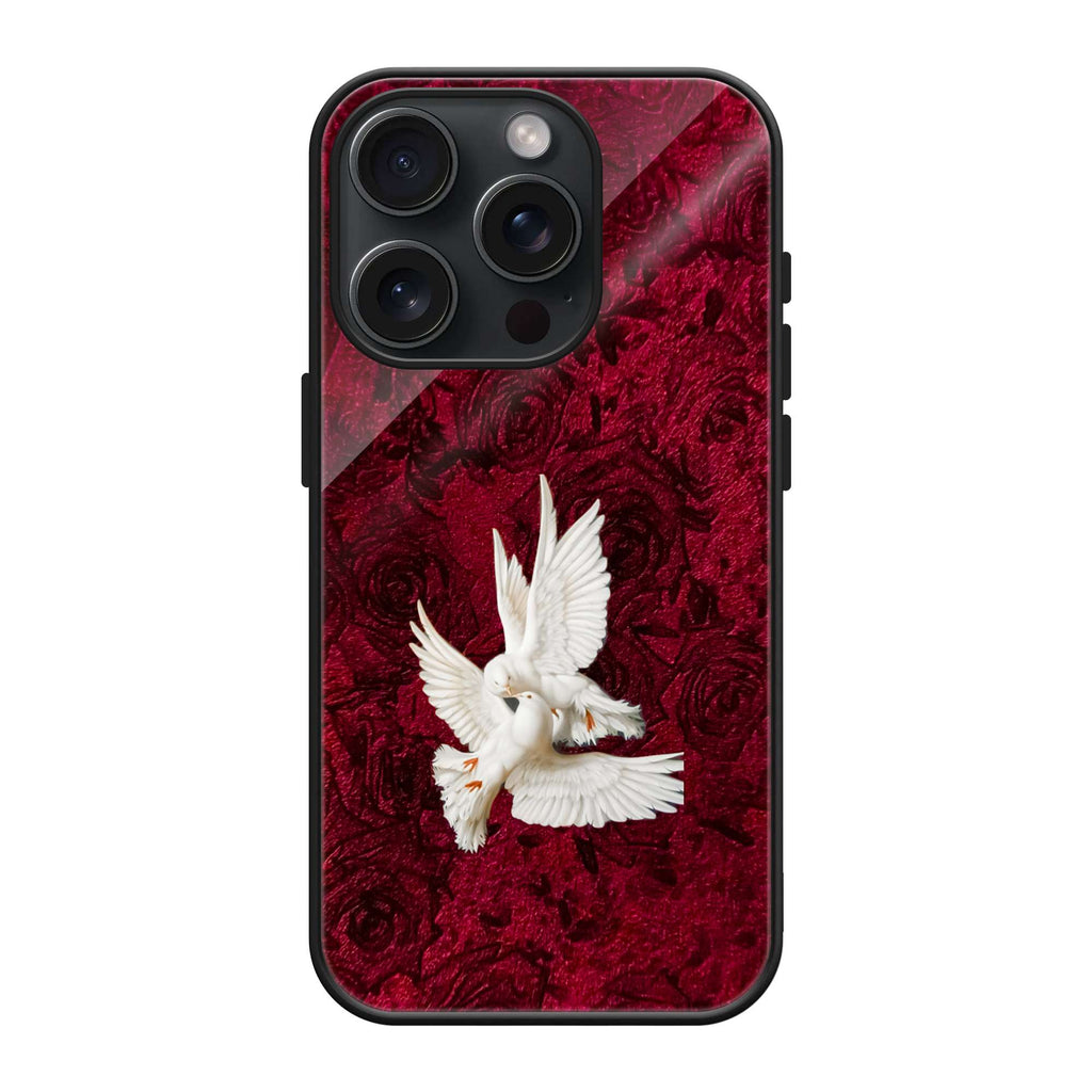 White Dove on Crimson Persian Texture Premium Phone Case