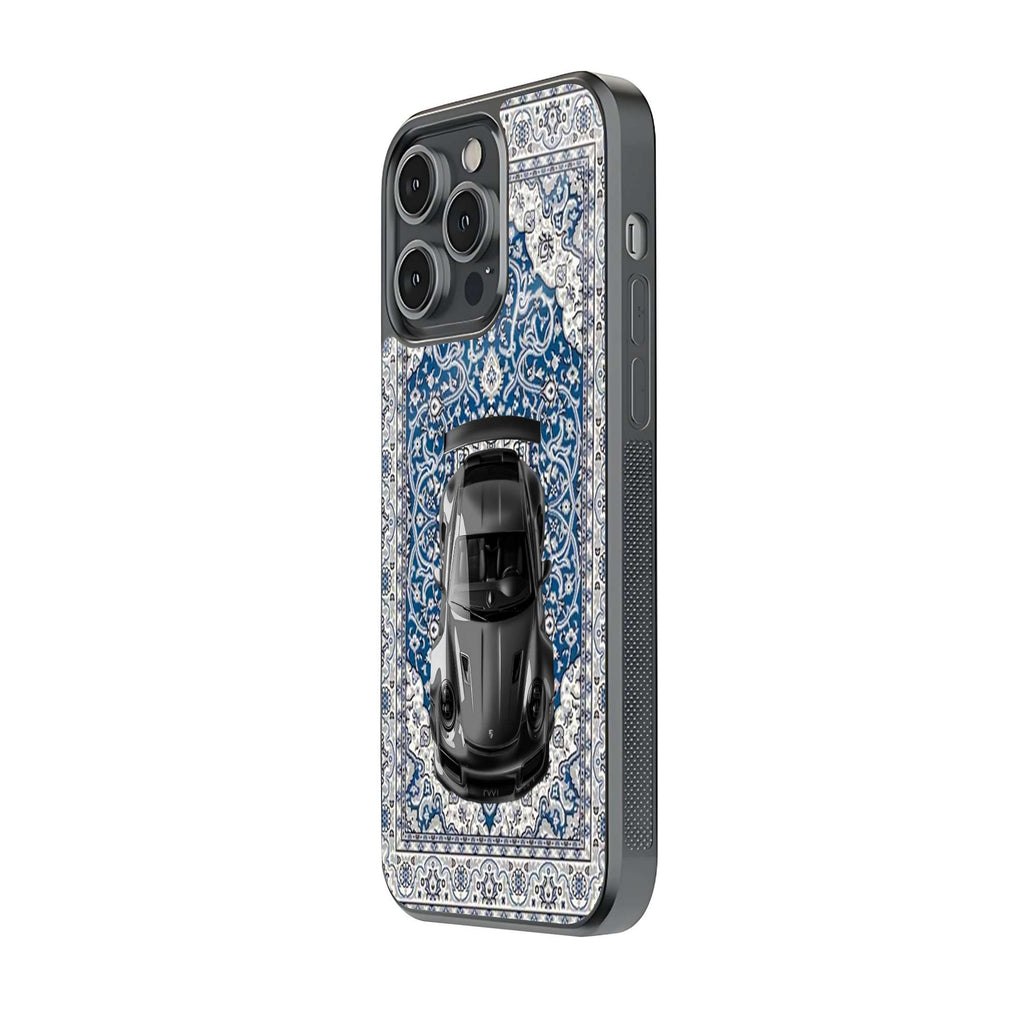 Luxury Sports Car on Blue Persian Tile Art Phone Case