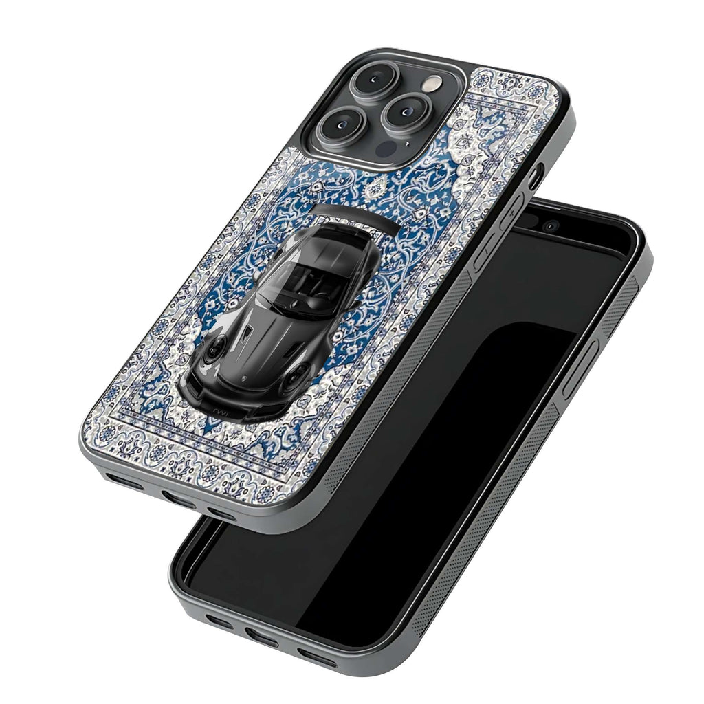 Luxury Sports Car on Blue Persian Tile Art Phone Case