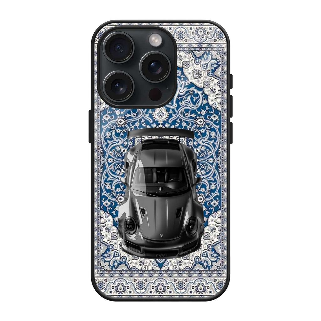 Luxury Sports Car on Blue Persian Tile Art Phone Case