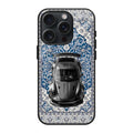 Luxury Sports Car on Blue Persian Tile Art Phone Case