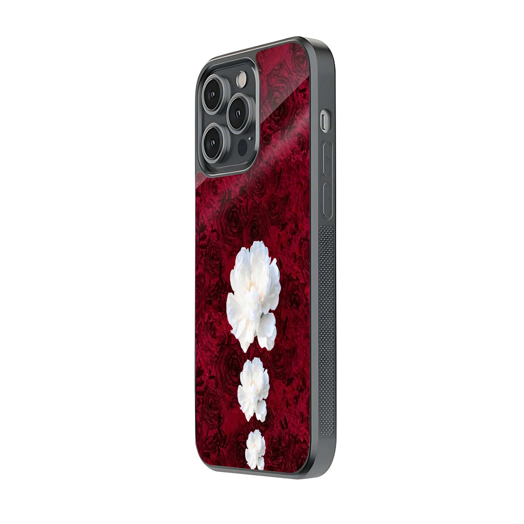 White Blossom on Deep Red Persian Texture Premium Phone Case
