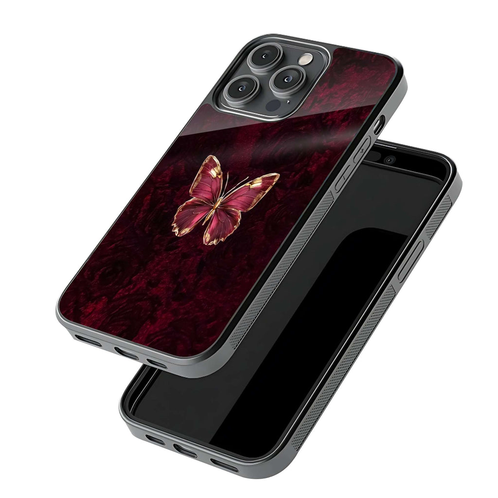 Crimson Butterfly Minimal Persian Texture Premium Phone Case