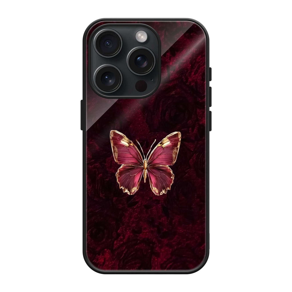Crimson Butterfly Minimal Persian Texture Premium Phone Case