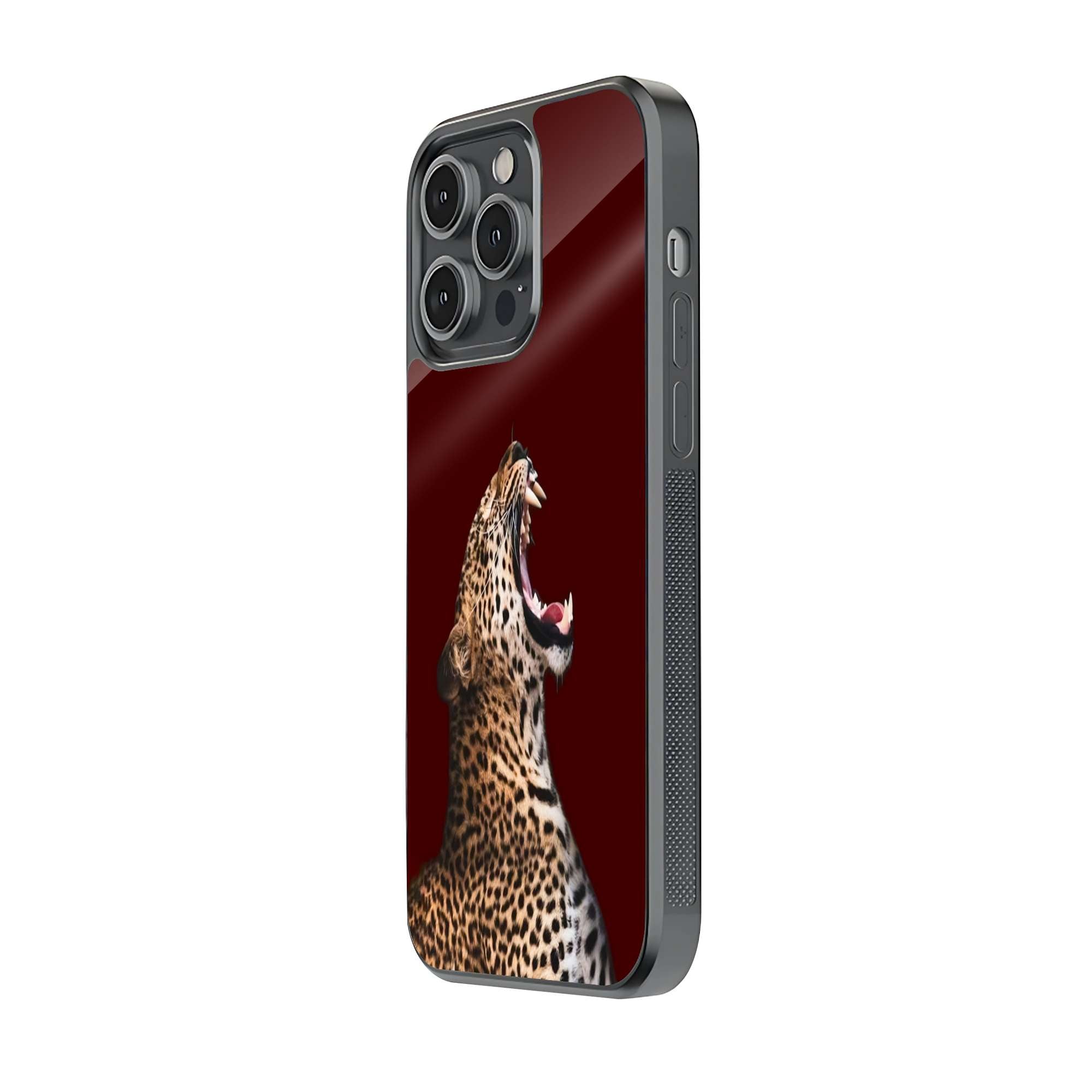 Roaring Leopard on Deep Red Minimal Luxury Phone Case