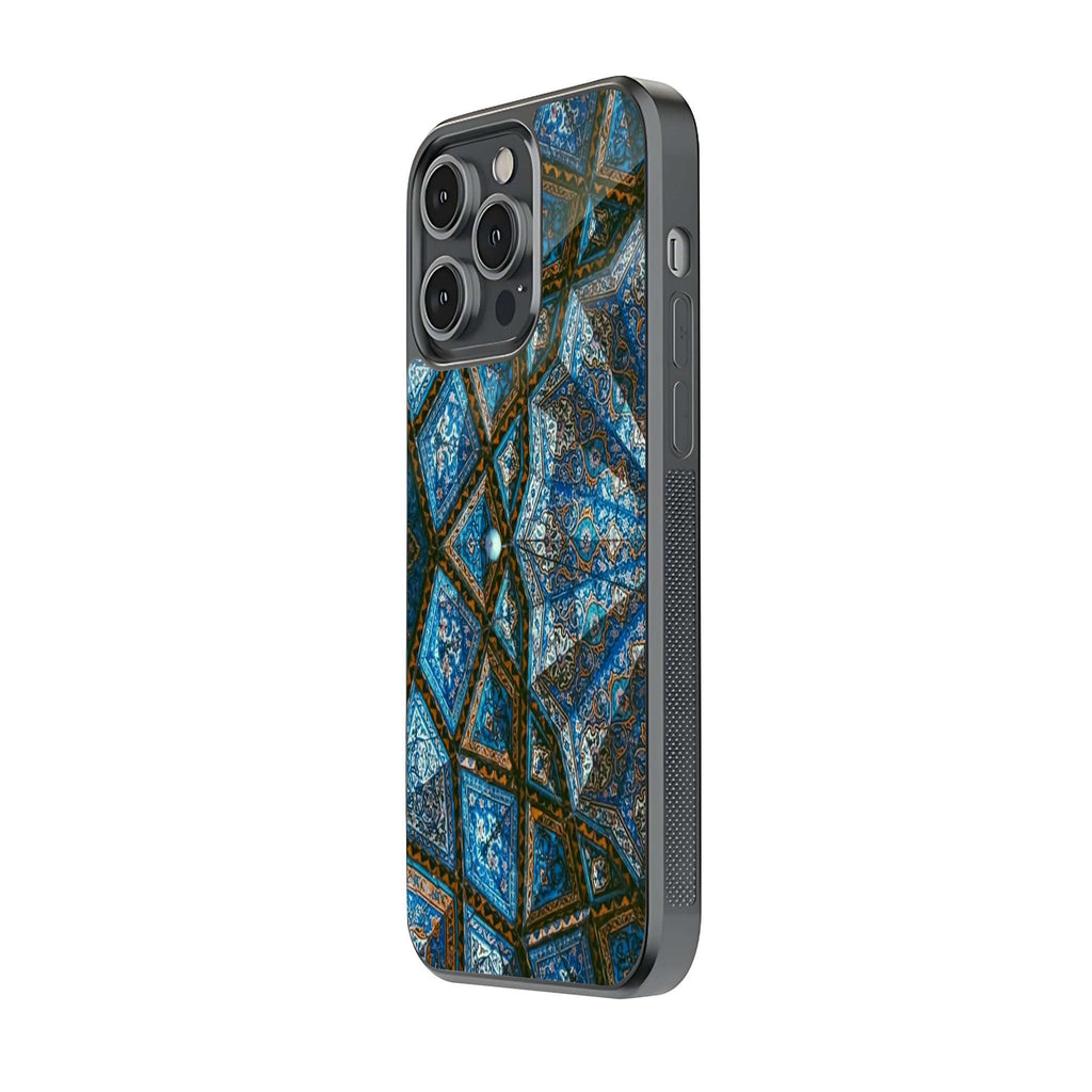 Blue Geometric Persian Tile Pattern Premium Phone Case