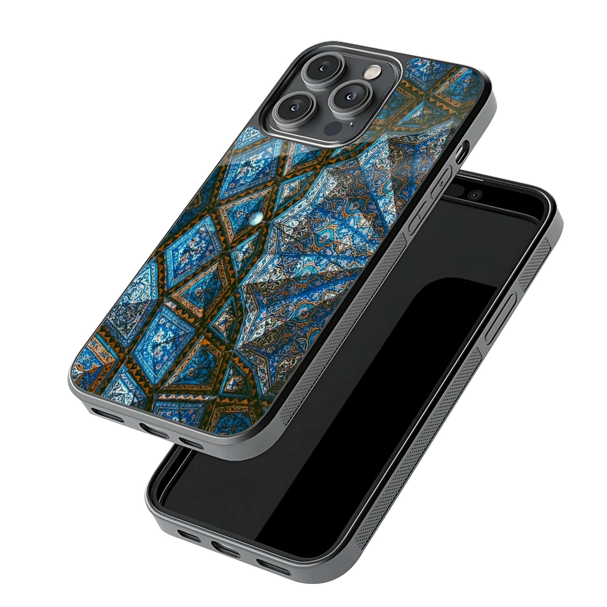 Blue Geometric Persian Tile Pattern Premium Phone Case