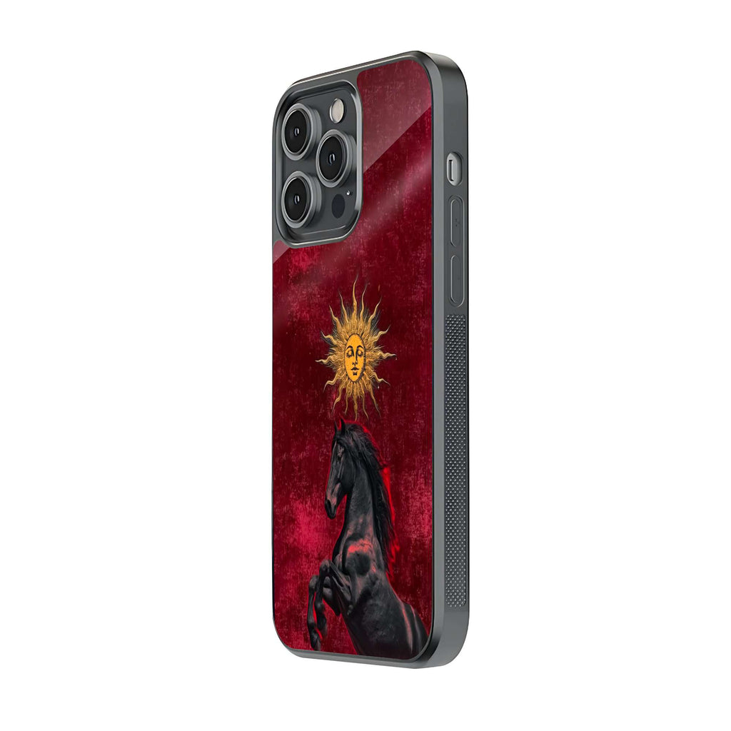 Crimson Sun & Black Stallion Artistic Phone Case