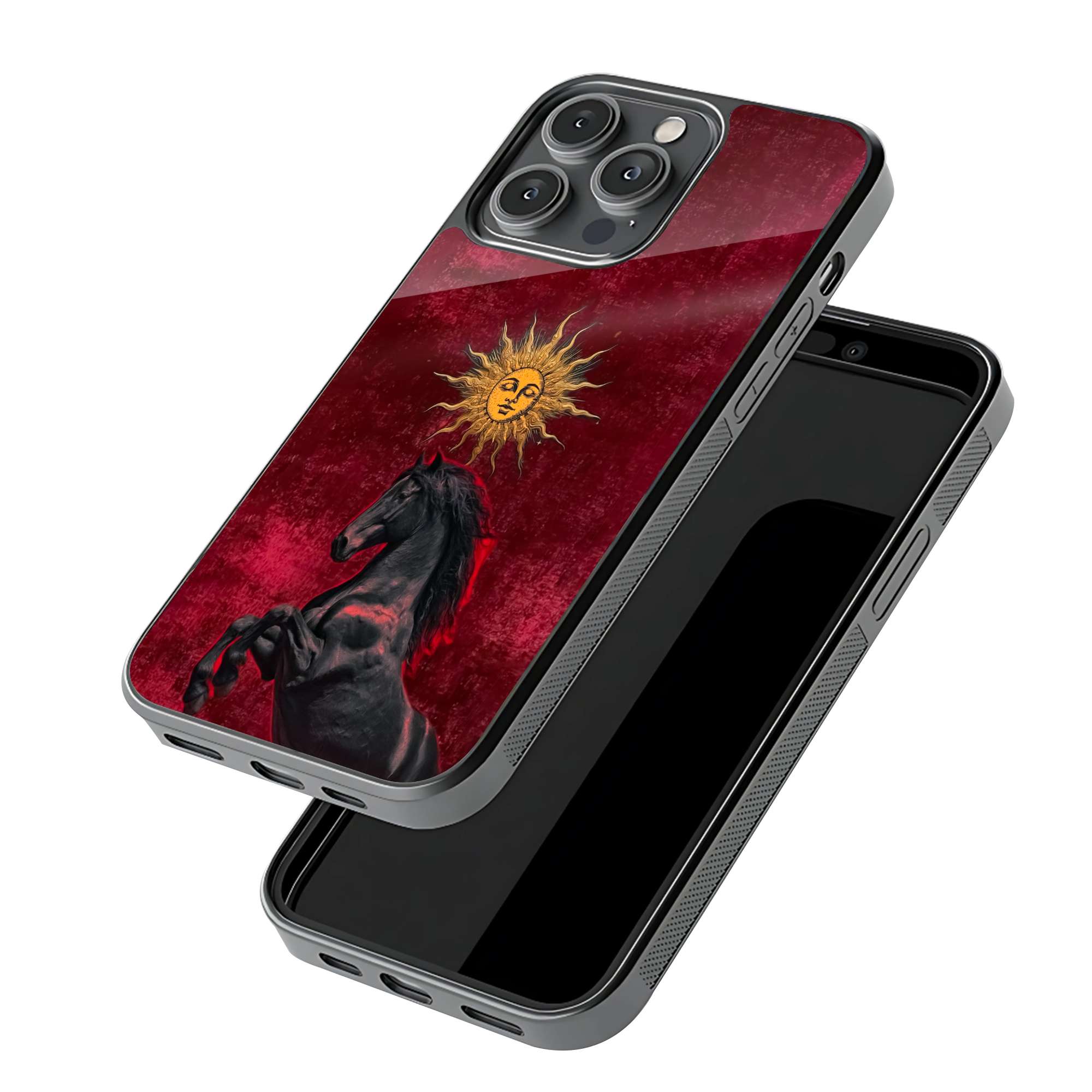 Crimson Sun & Black Stallion Artistic Phone Case