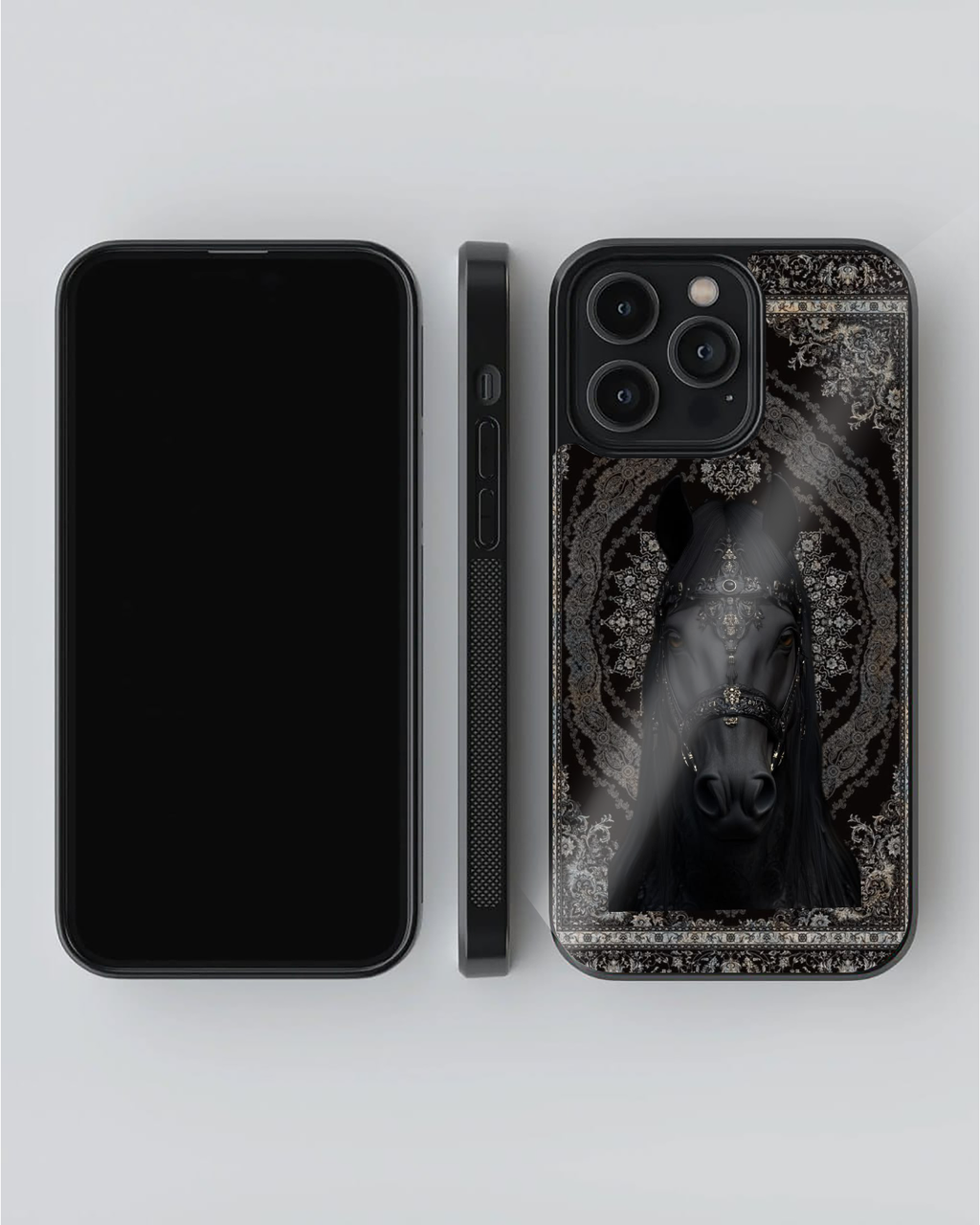 Imperial Black Stallion Mandala Persian iPhone Case – Luxury Premium Protective Cover
