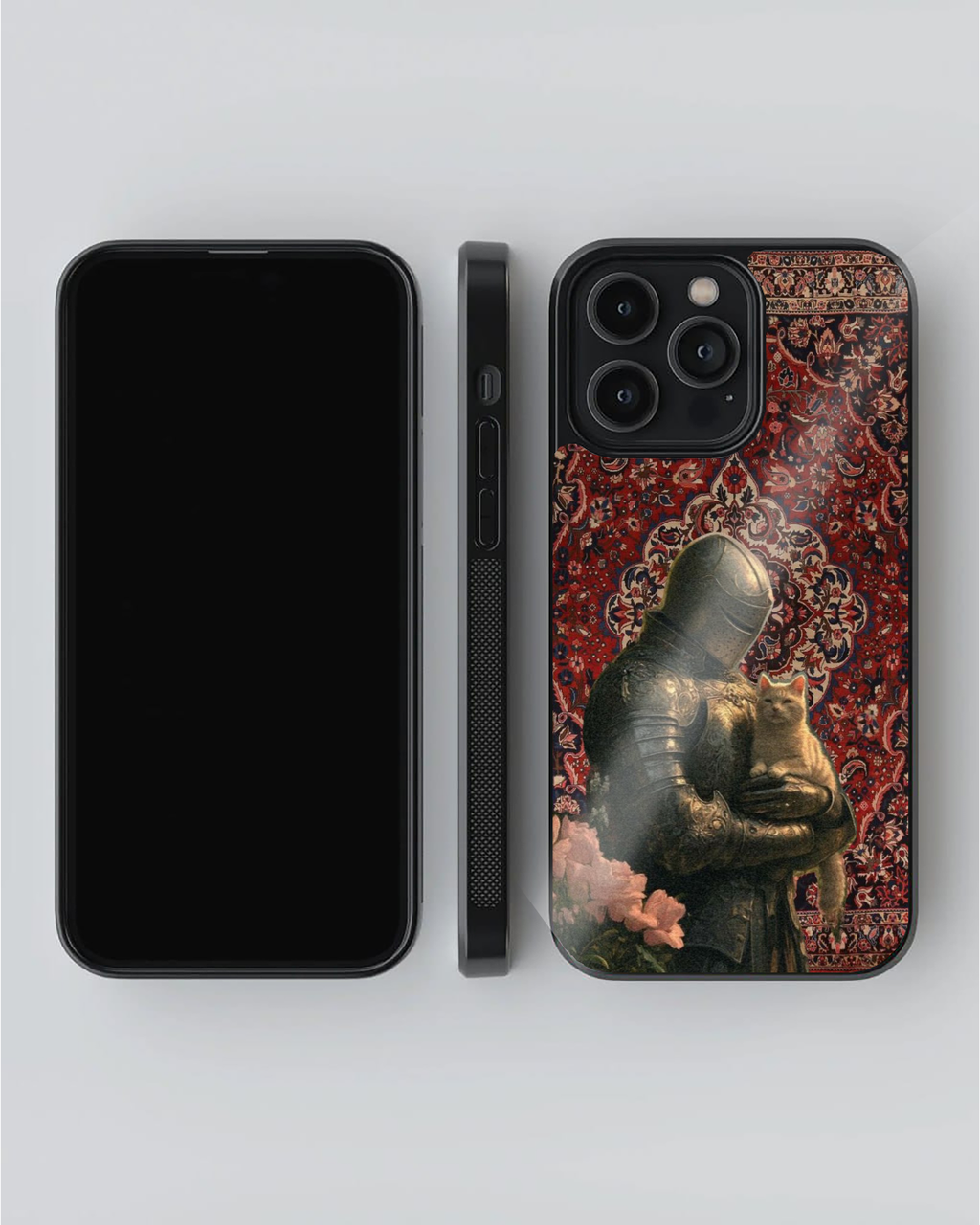 Persian Royal Knight & Cat Art Designer Phone Case – Premium Sublimation Back Cover