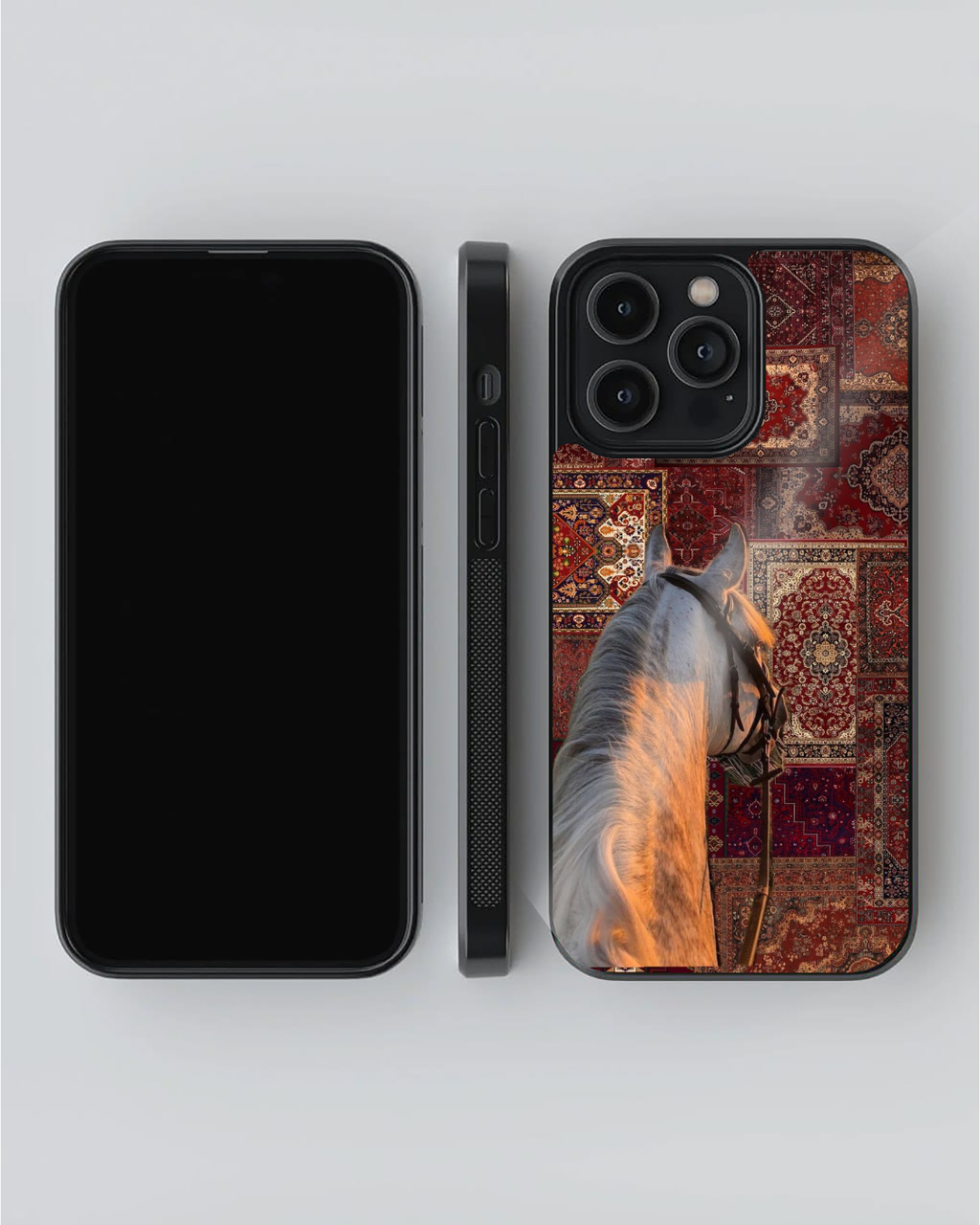 Royal White Horse Persian Carpet Aesthetic iPhone Case – Premium Luxury Protective Cover