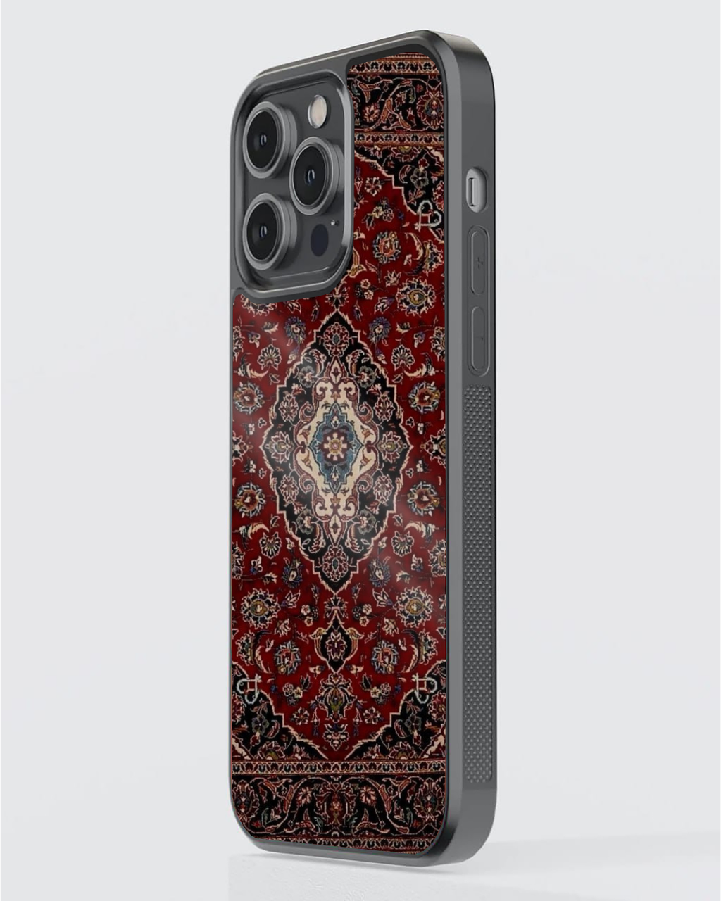 Persian Kashan Carpet Phone Case – Classic Red & Black Medallion Rug Pattern | Vintage Boho Cover