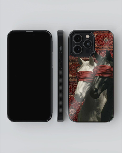 Blindfolded Twin Horses Persian Rug Aesthetic Premium Protective Phone Case