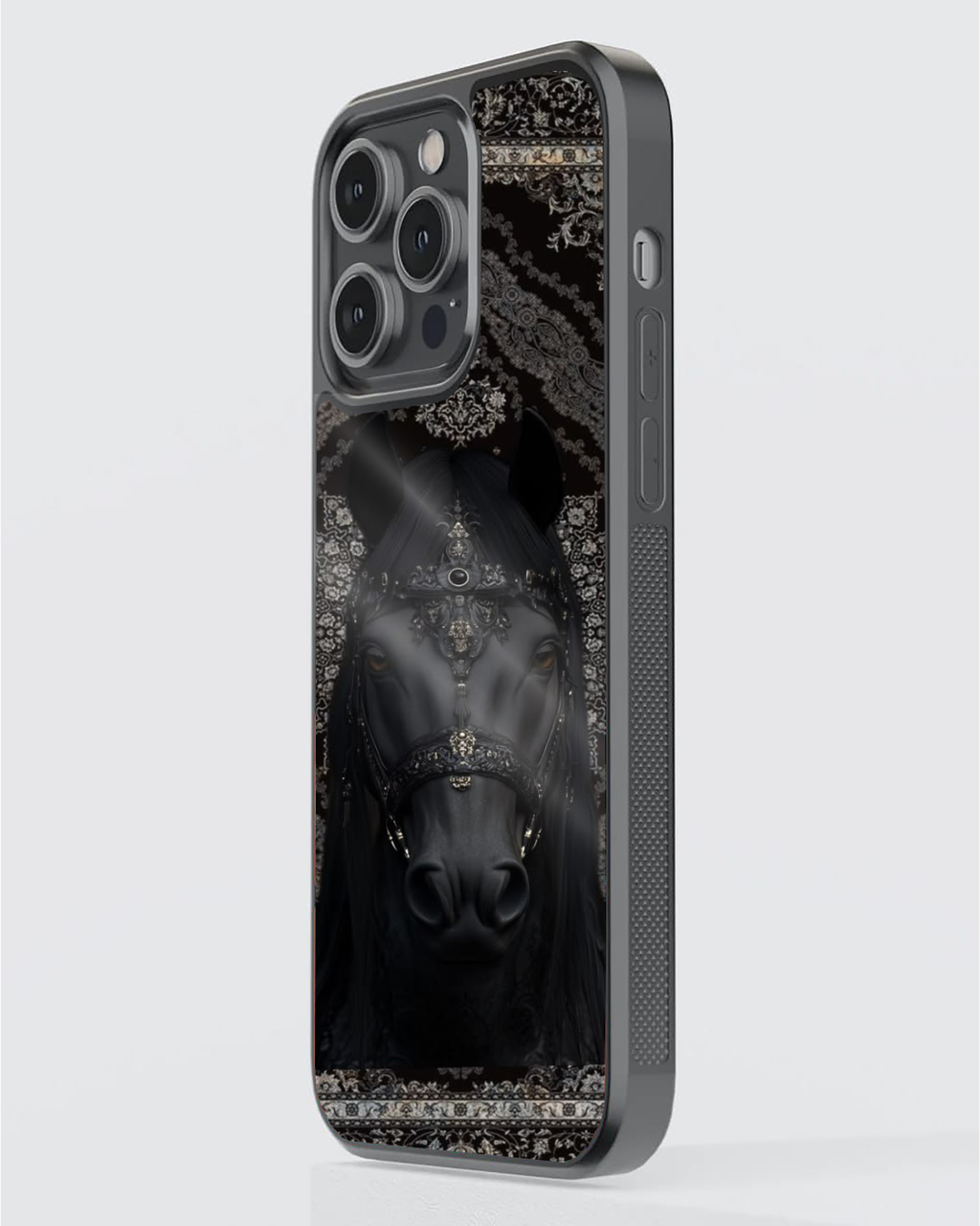 Imperial Black Stallion Mandala Persian iPhone Case – Luxury Premium Protective Cover