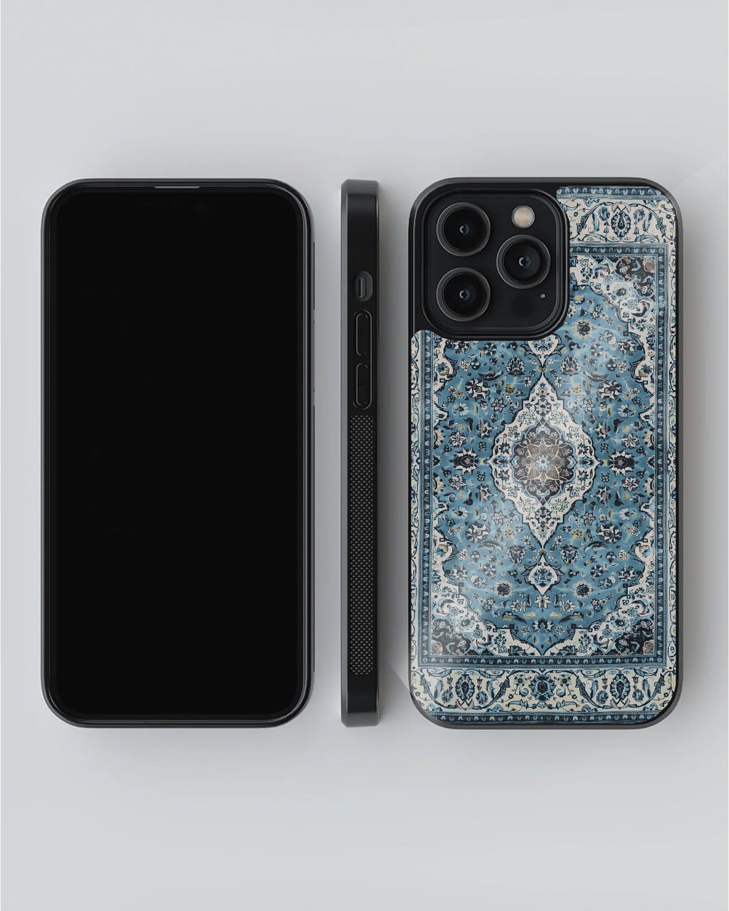 Persian Blue Medallion Carpet Phone Case – Vintage Nain Rug Pattern | Boho Aesthetic Cover