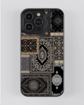 Persian Dark Carpet Patchwork Phone Case – Black & Gold Vintage Pattern | Luxury Aesthetic Cover