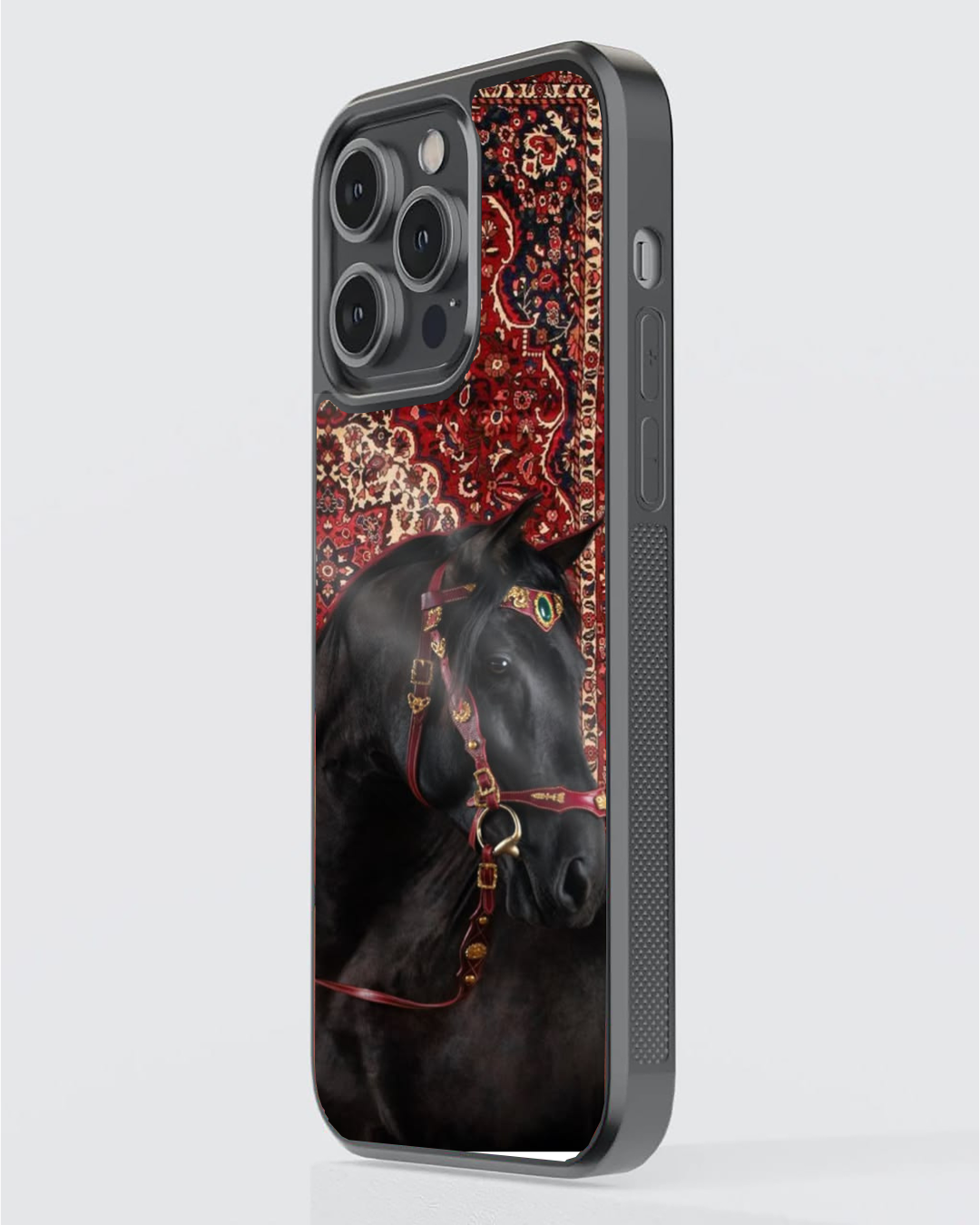 Majestic Black Horse Persian Carpet Royal iPhone Case – Premium Luxury Protective Cover