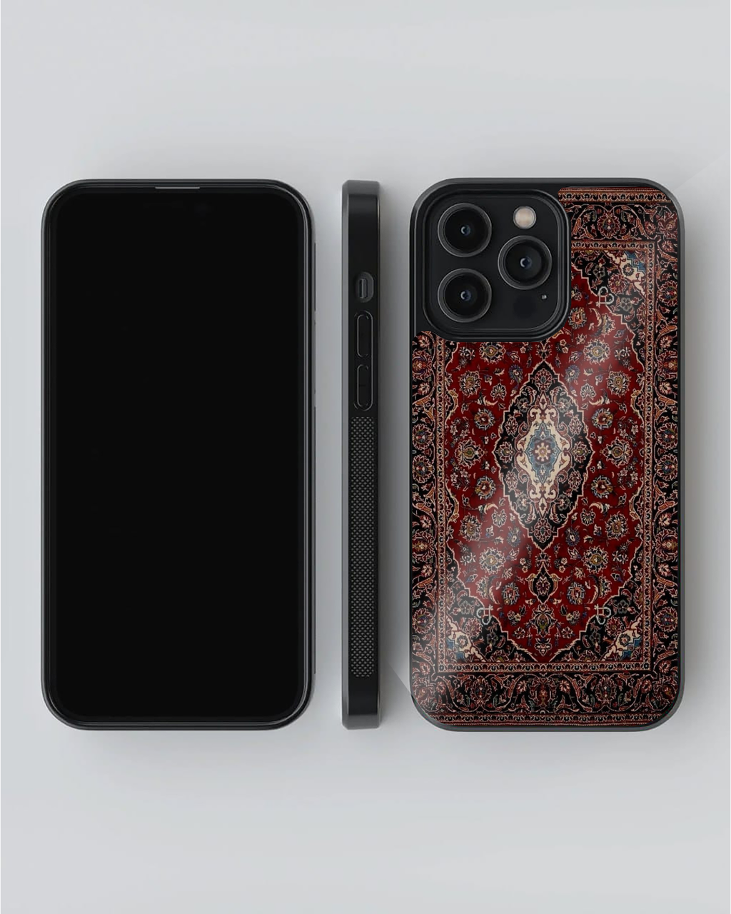 Persian Kashan Carpet Phone Case – Classic Red & Black Medallion Rug Pattern | Vintage Boho Cover