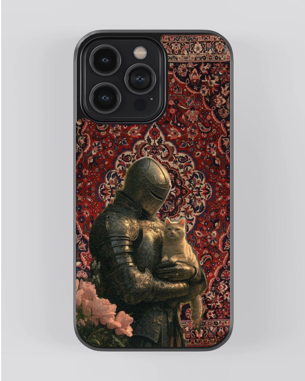 Persian Royal Knight & Cat Art Designer Phone Case – Premium Sublimation Back Cover