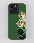 Peekaboo Cats – Forest Green Cozy iPhone Case