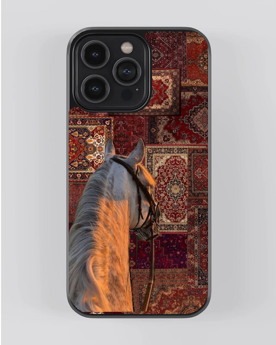 Royal White Horse Persian Carpet Aesthetic iPhone Case – Premium Luxury Protective Cover