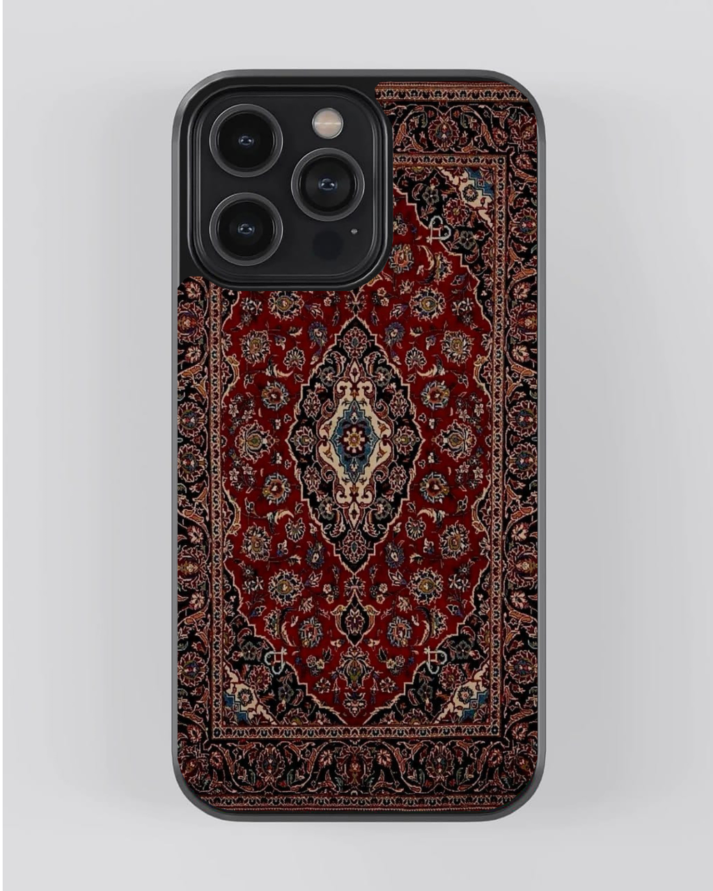Persian Kashan Carpet Phone Case – Classic Red & Black Medallion Rug Pattern | Vintage Boho Cover