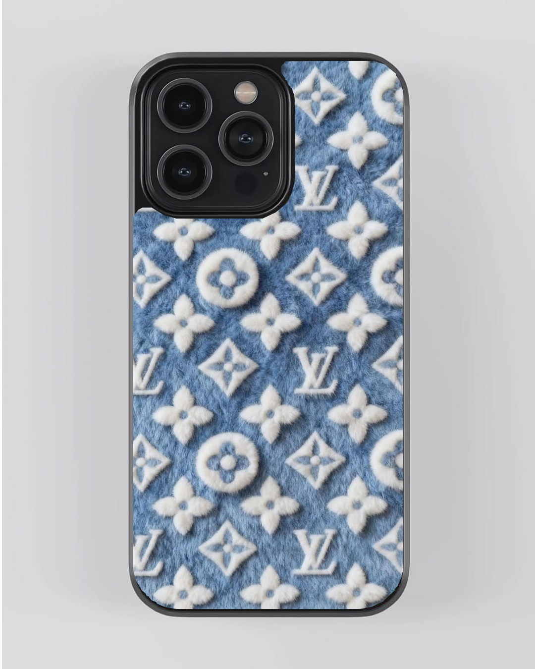 Blue Monogram Luxury Aesthetic iPhone Case – Premium Shockproof Protective Cover