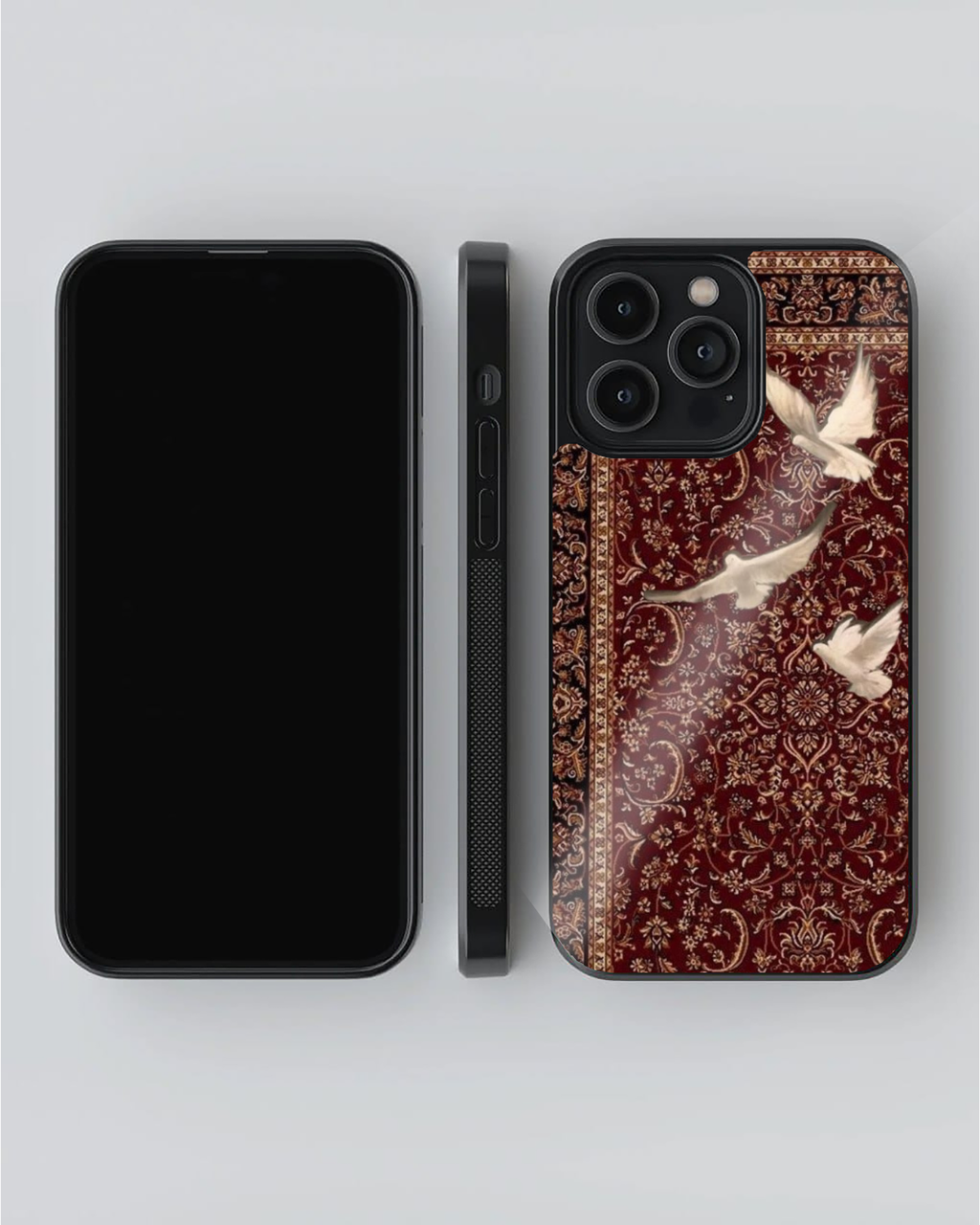 Persian Red Carpet Doves Designer Phone Case – Premium Sublimation Back Cover