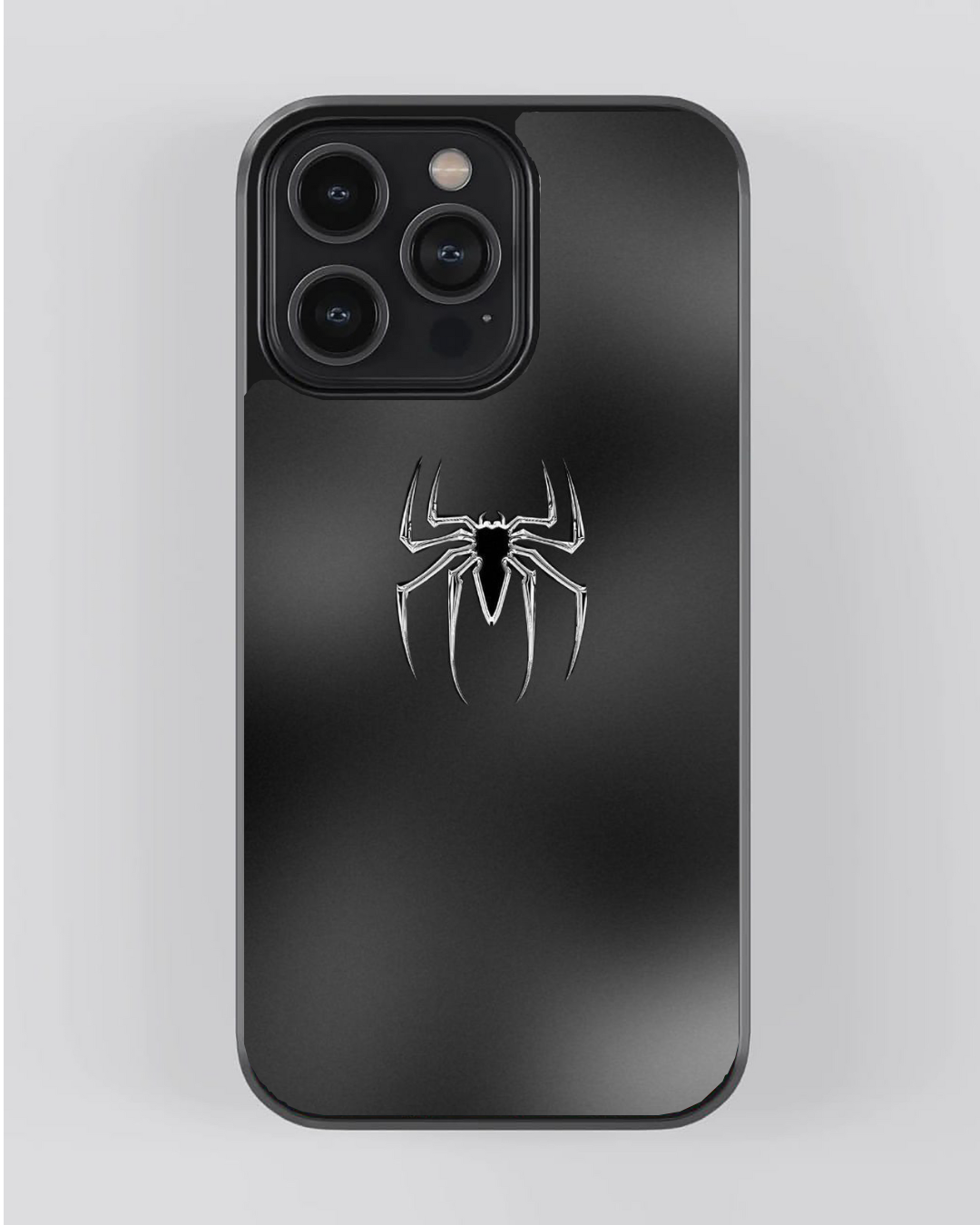 Superhero Collection – Minimal Spider Emblem Matte Black iPhone Case