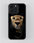 Aesthetic Collection – Curious Leopard Minimal Black iPhone Case