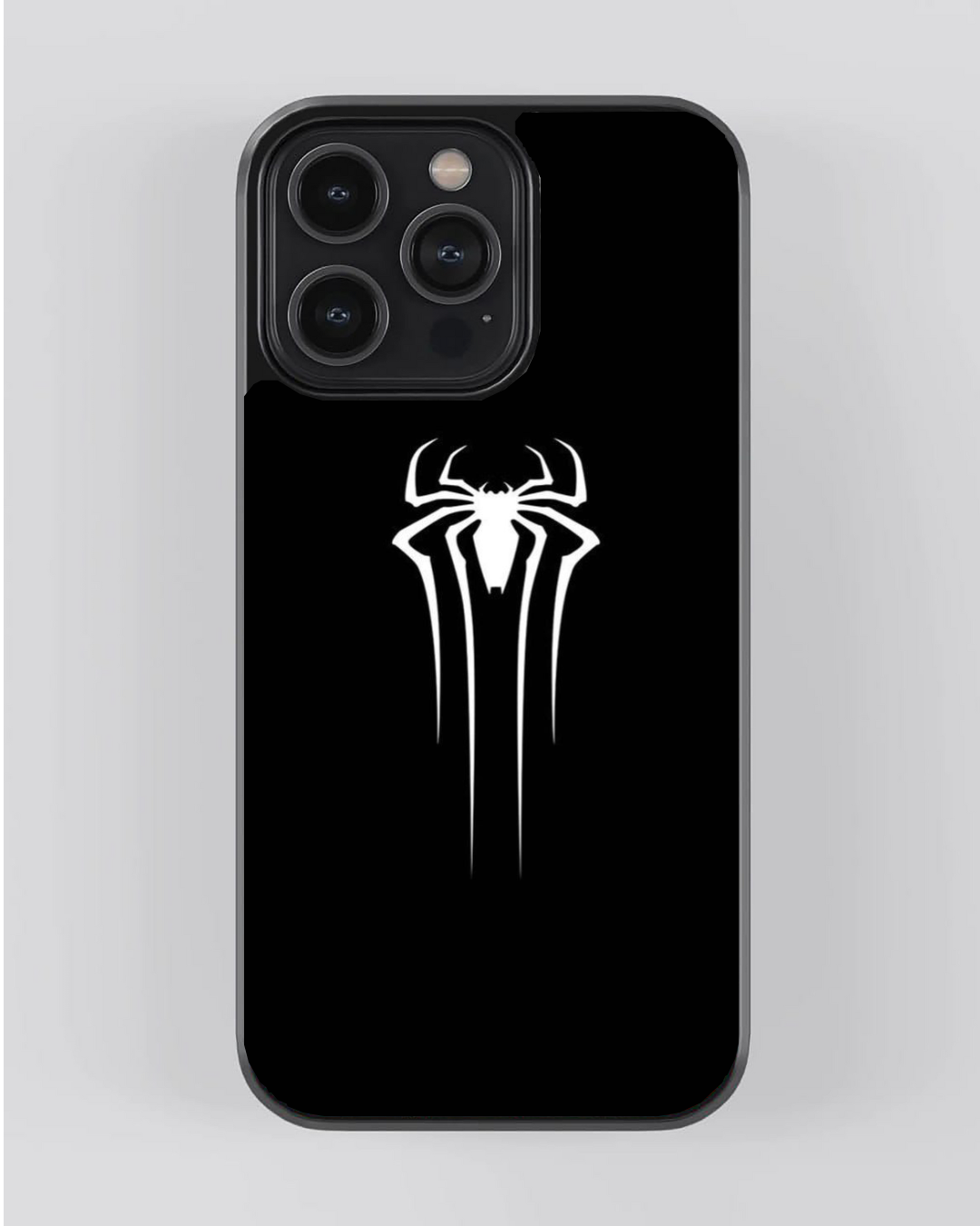Superhero Collection – White Spider Emblem Minimal Black iPhone Case
